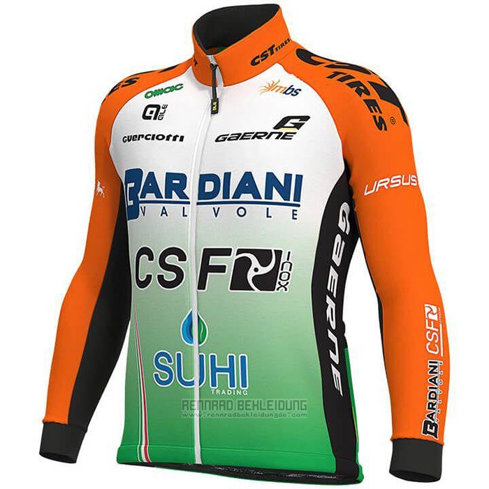 2019 Fahrradbekleidung Bardiani Csf Grun Orange Trikot Langarm und Tragerhose - zum Schließen ins Bild klicken